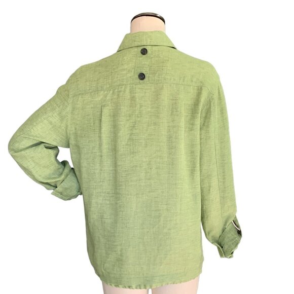 Coldwater Creek Linen Button Front Shirt-Jacket Sz M (10/12) Green #118D - Picture 5 of 10